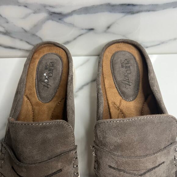 Eurosoft Women's Neutral Faux Suede Comfort Slides Mulan Mules Sz 11 EUC - Picture 3 of 6